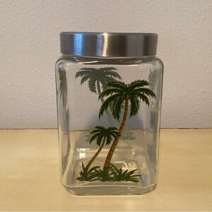 Vintage Painted Palm Tree 7” Canister - IEC